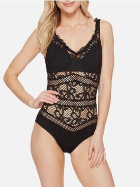 Becca Crochet One Piece Black Swimsuit